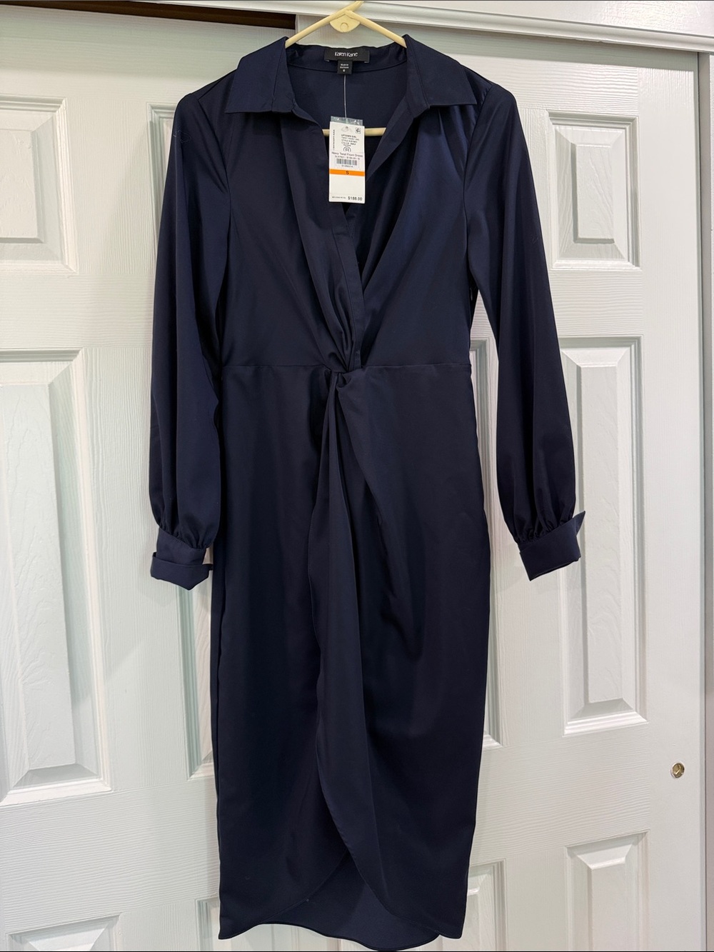 Karen Kane Navy Twist-Front Shirt Dress